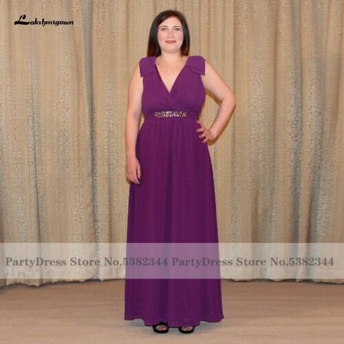 Lakshmigown Gorgeous Women Long Evening Party Dress 2020 Robe longue Plus Size Purple Mother Of The Bride Gowns Sleeveless