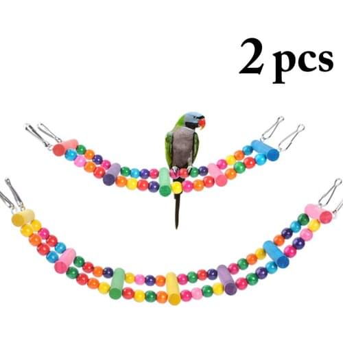 2PCS Bird Ladder Toy Bite-resistant Creative Parrot Chew Toy Bird Swing Toy Colorful Bead Swing Toy Parrot Funny Favor Toy