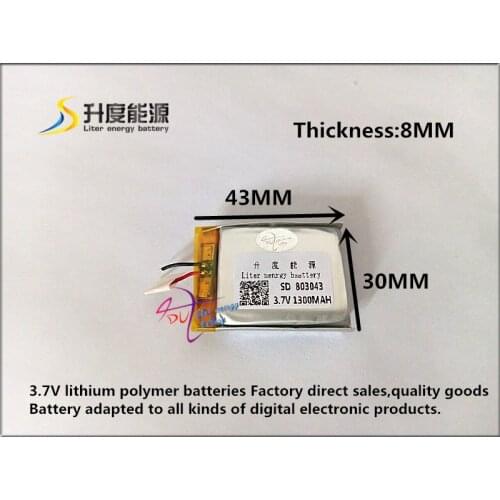 Best battery brand 3.7V lithium polymer battery 803043 083043 MP4 Bluetooth small sound 1300MAH