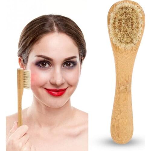 Body Massage Wooden Handle Face Brush Exfoliating Cleaning Skin Brush Tool