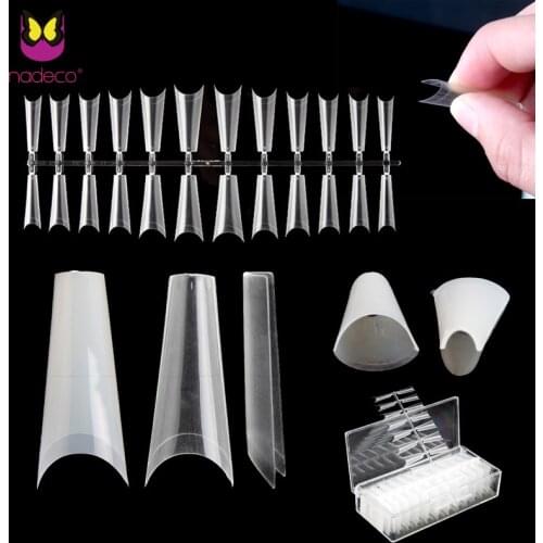 Matte Ultra Thin Half Cover Coffin French Fake Nail Tips No Trace Material Frensh Style Fingernail