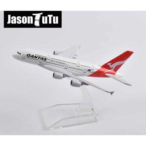 JASON TUTU 16cm Qantas Boeing 747 Plane Model Aircraft Diecast Metal 1/400 Scale Airplane Model Gift Collection