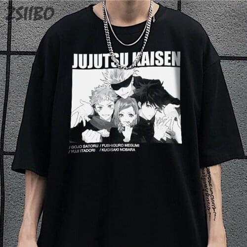Cartoon Jujutsu Kaisen Mens tshirt Gojo Satoru Unisex Harajuku T Shirt Anime Casual Yuji Itadori T-shirt Male Streetwear Tops