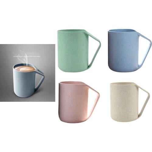 Set of 1 4 Colors Eco-friendly Healthy Wheat Straw Biodegradable Plastic Cup Mug for Kitchen Water Coffee Milk Juice Tea