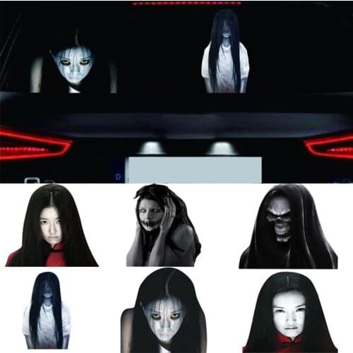 DIY Reflective Scary Horror Face Ghost Decor Car Rear Windows Stickers to Discourage High Beam Lights Users Car Styling Poster