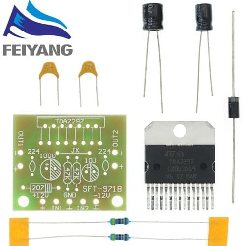 1set TDA7297 amplifier board spare parts dc 12v grade 2.0 dual audio encoding 15w electronic diy kit