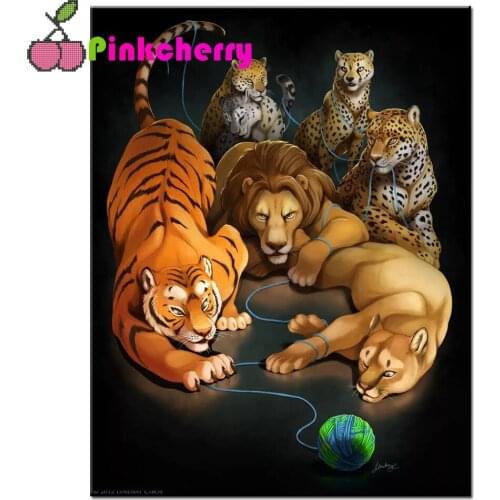 Full Drills 5d diy Diamond Painting Mosaic Art Diamond Embroidery Tiger Lion Play wool Picture Of Rhinestones Cross Stitch k867
