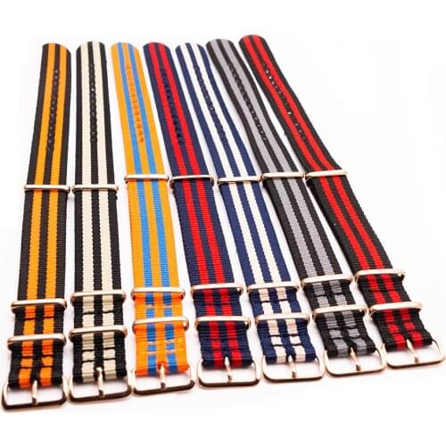 18MM 20MM 22MM 24MM Sport Breathable Nylon Strap for Men Women Replacement Watch Band with Rose Gold Pin Buckle 41 Colors Option