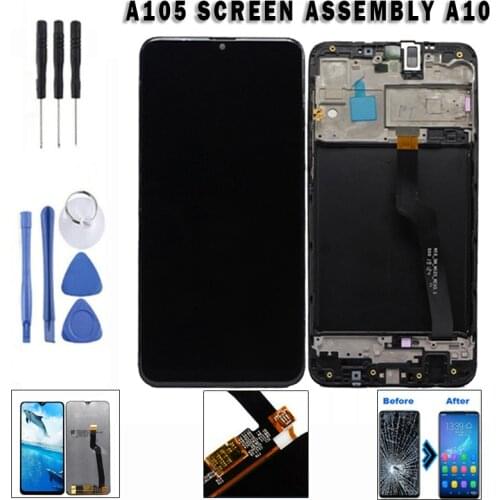 For S-amsung Galaxy A10 A105 1pc Black Touch Screen Replacement Digitizer LCD Display Screens With Tools Mayitr