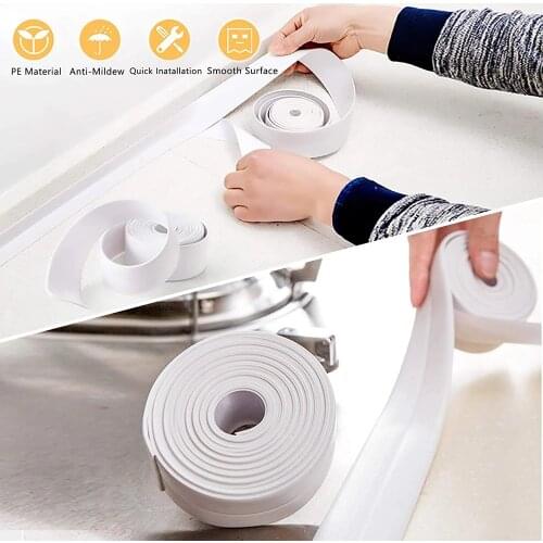 Bathroom Shower Sink Bath Sealing Strip Tape Self Adhesive Pvc Waterproof Bathtub Corner Sealant Tape Kitchen Wall Sticker