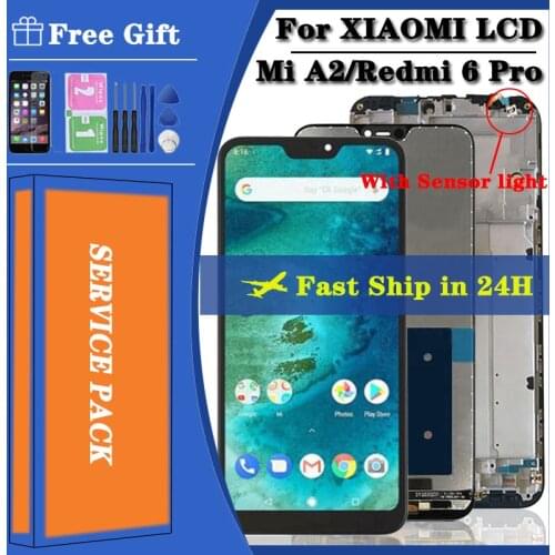 Original For Xiaomi Mi A2 Lite 5.84" LCD Display Touch Screen Digitizer Assembly For Redmi 6 Pro + Frame Sensor Pantalla