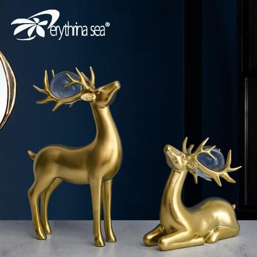 2PCS/SET Elk Ornaments Creative Modern Luxury Living Room Home Wine Cabinet Decoration Indoor Soft High-end Decoration