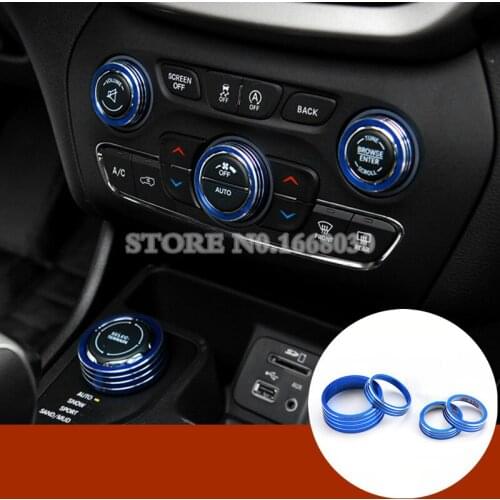 4pcs Blue Air Condition Knob & 4WD Knob Trim Cover For Jeep Cherokee 2014-2016 Car accesories interior Car decoration