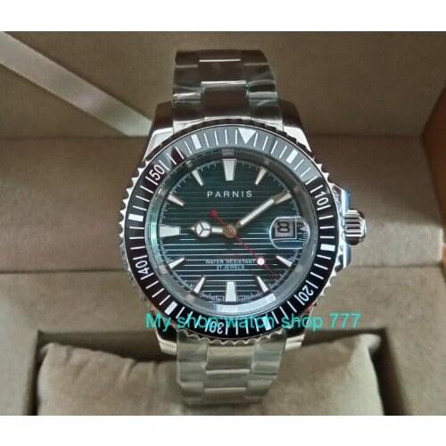 40mm PARNIS 21 jewels Automatic Self-Wind movement Auto Date Sapphire crystal luminous mens watches Mechanical watch pa47-p8