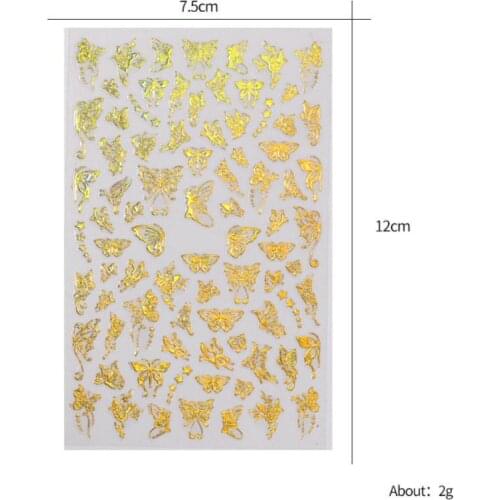 8Sheet/Lot Laser Nail Stickers Butterfly 3D Holographic Colorful Adhesive Sliders DIY Decorations Design Nail Art Patch Manicure