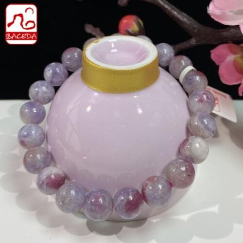 Baceda fosters compassion and cool headedness Nature Crystals of Plum Blossom Tourmaline Bracelet for Men and Women with Box