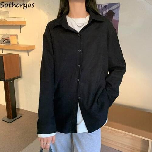 Blouses Shirts Women Autumn Winter Corduroy High Quality Cozy Simple All-match Basic New Arrival Retro Office Trendy Ulzzang Ins
