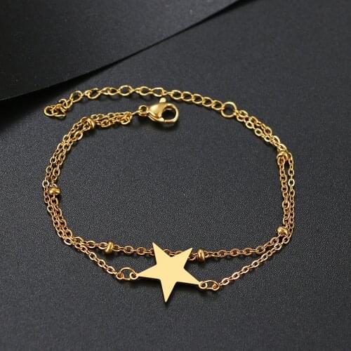 Stainless Steel Bracelets Five-pointed Star Classic Fashion Style Bracelet For Women Fine Fashion Jewelry Wedding Party Gifts