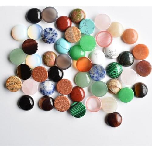 Wholesale 50pcs/lot fashion good quality assorted natural stone mix round cabochon stone beads 16mm for jewelry making free