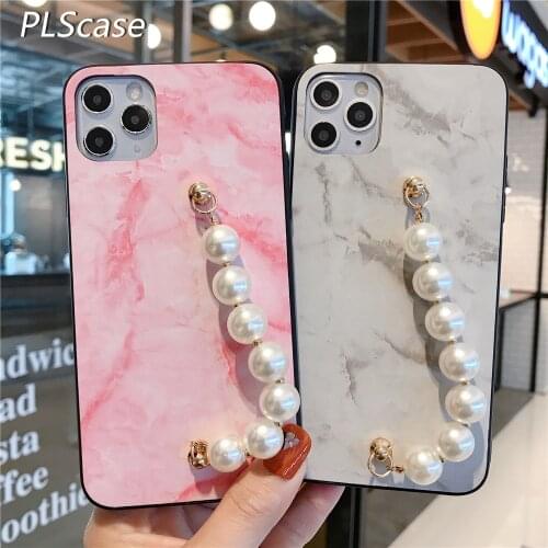 Pearl Bracelet Marble Soft Silicone Case For iPhone 11 Pro Max XS Max X XR 6 6s Plus 7 8 Plus Back Cover