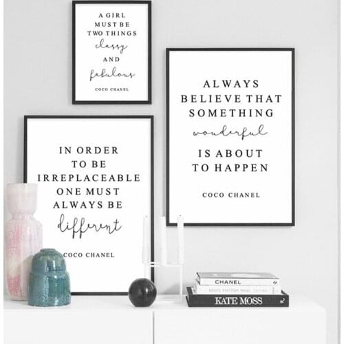 Black White Simple English Letters Fashion Posters Inspirational Quotes Canvas Painting Study Bedroom Nordic Style Decor Picture