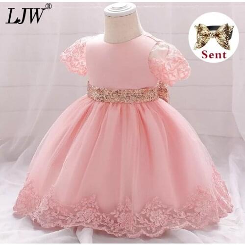 Infant Baby Dresses New Sequin bow tutu Newborn baptismal dress children 2020 summer princess lace dress Baby girl clothes