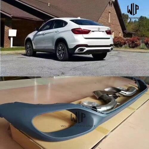 F16 X6 rear bumper diffuser Stainless Steel muffler Exhausr Pipes Car tail throat for BMW F16 X6 Car Body Kit 2016