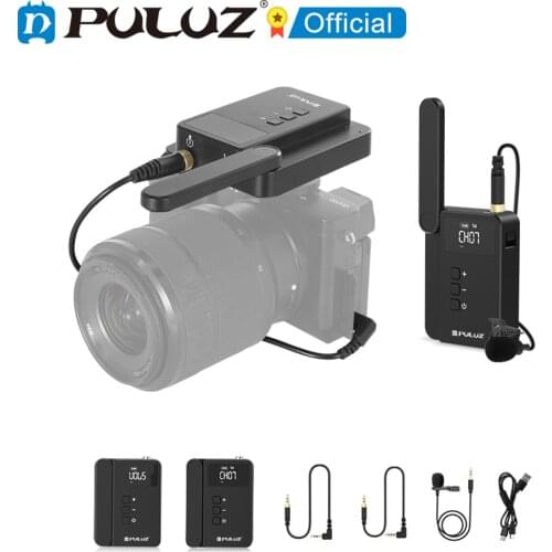 PULUZ Dual-Channel Wireless Microphone System with Transmitter and Receiver for DSLR Cameras and Video Cameras