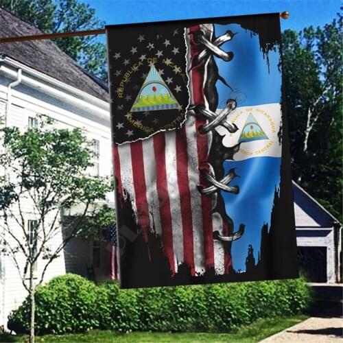 Nicaragua Flag 3D Full Printing Garden Flags Hanging House Flag Garden Flag Decoration Double-sided Printing 02