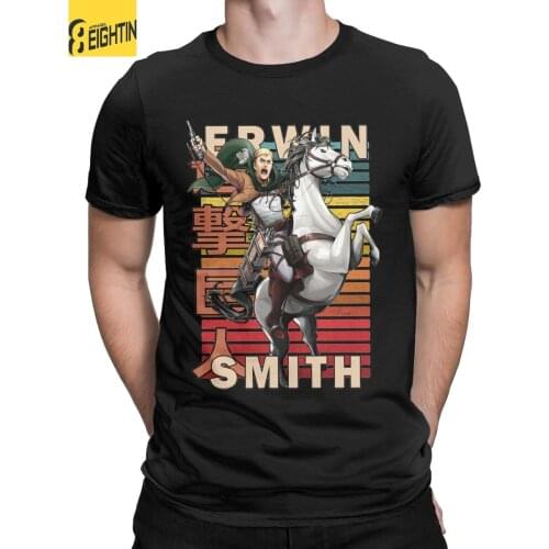 Erwin Smith Attack On Titan Shingeki No Kyojin Mens T Shirt AOT Anime Cool Tees Short Sleeve T-Shirts Cotton New Arrival Tops