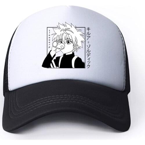 Harajuku Hunter X Hunter Mesh Baseball Cap Adjustable Snapback Hats For Women Men Hip Hop Anime Trucker Cap Streetwear Dad Hats