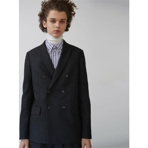 Hot 2021 Spring r Mens New Fashion Personalized Large size customizatio Double-breasted simple black classic suit