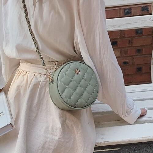 Sweet Lady 2020 New Fashion All -match One-shoulder Messenger Bag Net Red Diamond Chain Small round Bags