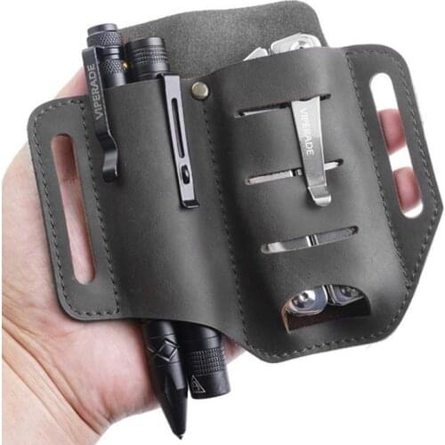 Leather Sheath Multitool Sheath EDC Pocket Organizer With Key Holder For Belt And Flashlight Camping Outdoor Tool