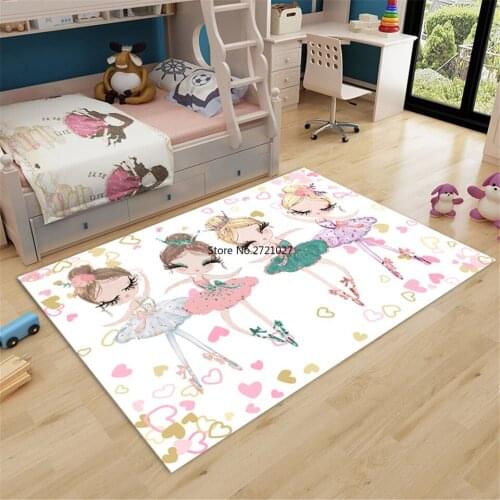 Cartoon Dancing Girl Child Floor Mat Nordic Cute Little Girl Carpet Bedroom Bedside Mat Anime Room Floor Mat