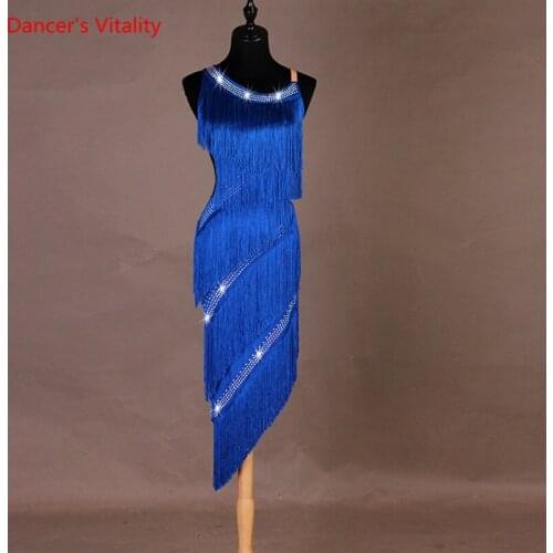 Custom made Womens Dance Dress Latin Girls Rumba Cha-cha Skirt Ballroom Competition Clothing Costume Dance Diamond tassel Dress