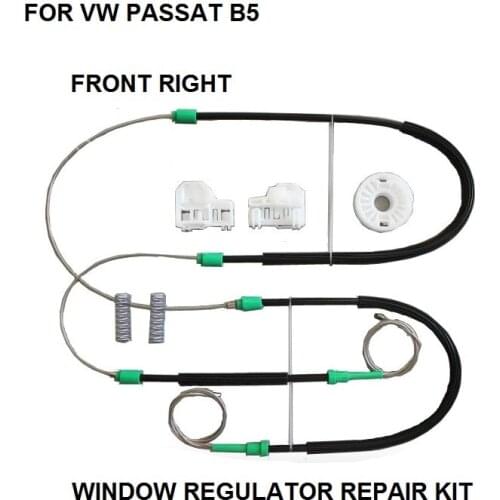 FOR VOLKSWAGEN VW PASSAT B5 WINDOW REGULATOR REPAIR KIT CABLES AND CLIPS FRONT RIGHT 1996 to 2005 3B1837462