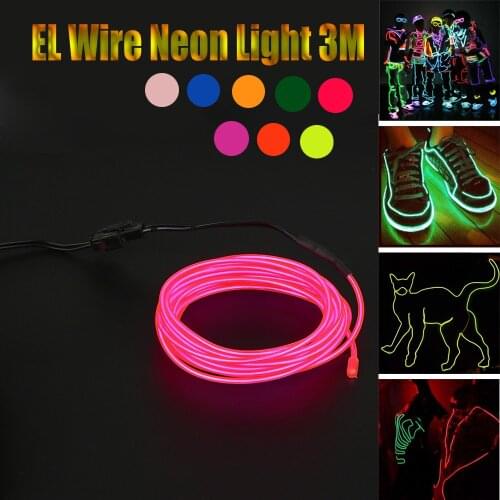Neon Light 12V EL Wire Dance Party Holiday Decor Light Neon LED lamp Flexible EL Wire Rope Tube Waterproof LED Strip 1M/2M/3M/5M