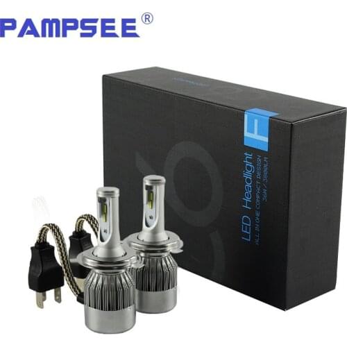 PAMPSEE C6F H4 Car Led Headlight High Power Auto H1 H3 H11 H7 H13 9007 High Low 72W 7600LM White 6000K Bulb Repalcement Headlamp