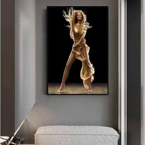 African Black And Gold Woman Canvas Painting Dancer Posters Prints Wall Art Pictures For Living Room Home Decoration