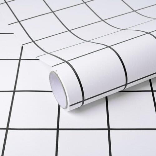 Striped Wallpaper Diy For Living Room Bedroom Wall Black White Checkered Home Decor Sticker Kitchen Self-Adhesive Wallpaper Roll