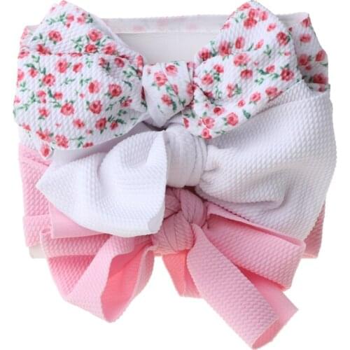 3 Pcs/Set Baby Girls Lovely Bow Hairband Elastic Wide Headband Stretch Knot Band GXMB