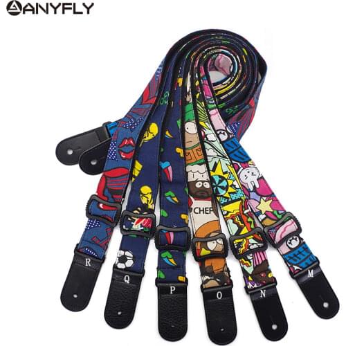 New Hawaii Guitar Ukulele Guitar 100% Cotton Cartoon strap Belt Adjustable Leather End Wholesale Musical Accessories