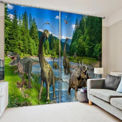 Luxury Blackout 3D Window Curtain For Living Room green forest animal curtains Decoration curtains