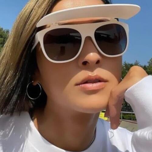 Luxury Brand Flip Sunglasses Women Men Fashion Summer Top Visor Sunglasses Ladies Oversized Trendy Eyewear Shades UV400 Drive