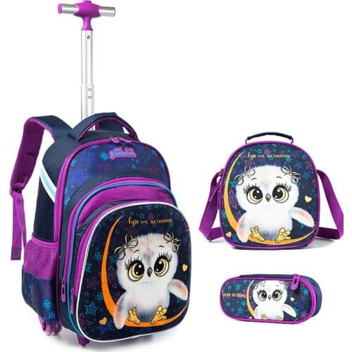 3PCS Rolling Travel School Backpacks For Boys Girl Laptop Backpacks Teenagers Satchel Luggage Large Capacity Wheeled School Bags