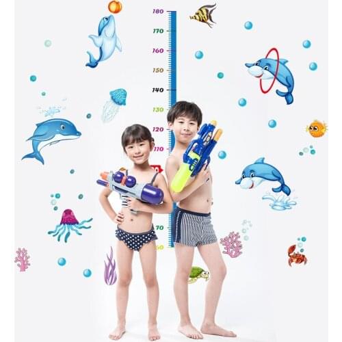 Seaboard starfish dolphin wall sticker for living rooms cartoon Height rule sticker kids room home decor wall decals murals