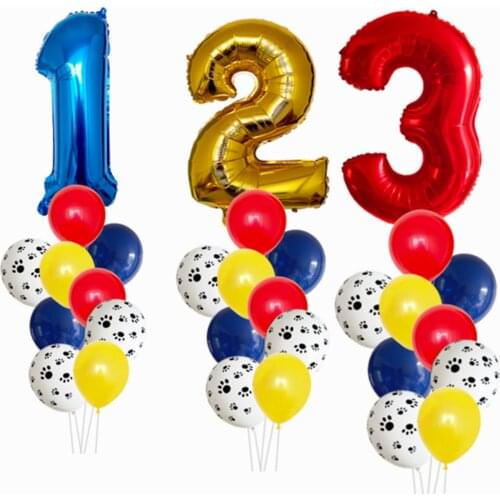 10Pcs/Set Dog Theme 32'' Number Foil Balloons Latex Balloons Kids Birthday Baby Shower Party Toy Decoration Supplies Air Globos