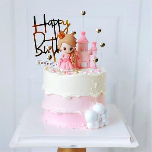 Princess Prince Castle Cake Ornaments Cake Cupcake Toppers Cake Flag Girls Birthday Party Cake Decoration For Girl Boy