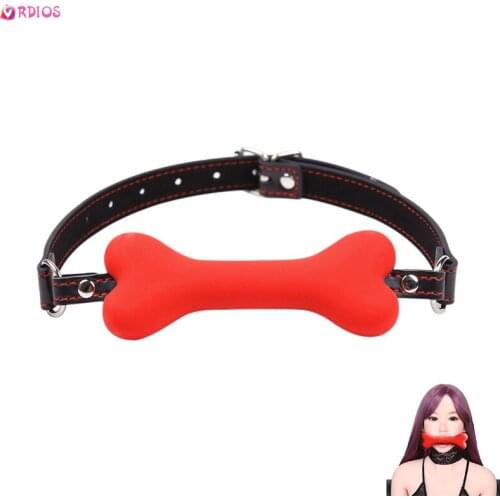 VRDIOS Leather Harness Silicone Dog Bone Ball Gag BDSM Bandage Nipple-Clamps Sex Toys For Women Adult Erotic Games Accessories